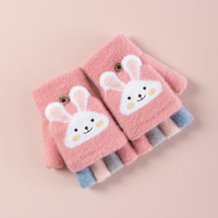 Shopify Agent de commande 2025 mode mignon hiver chaud tricot dessin animé demi doigt gant pour enfants en plein air