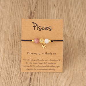 Bracelet en acier inoxydable <span class=keywords><strong>avec</strong></span> perles de cristal naturel des 12 signes du zodiaque, style minimaliste vintage, <span class=keywords><strong>avec</strong></span> emballage carte zodiaque - Product Image 6