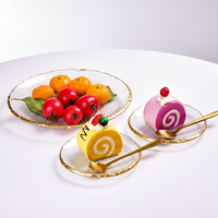 Assiettes de présentation en verre texturées à bord doré, idéales pour les mariages et les réceptions – Nouveauté très prisée