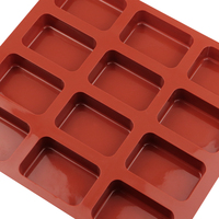 Moule à gâteau en silicone à 12 cavités carrées, référence 1026, pour la fabrication artisanale de savon, de bougies et de résine, réutilisable