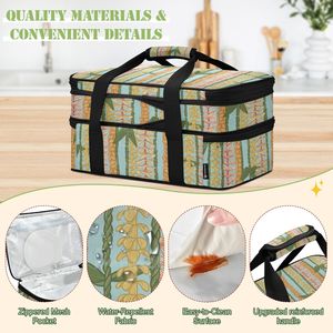OEM Custom Logo Hawaiian Fashion Design 2-layer Insulated Food Bag Double Casserole Pans Pizza Carrier Cooler Bag for Picnic - Product Image 2