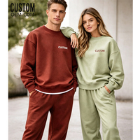 Ensemble survêtement unisexe personnalisé en coton imprimé, col rond, coupe oversize, pour hommes et femmes, tenue décontractée assortie, fabricant