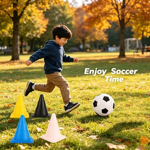 Ensemble de jouets sportifs 3 en 1 pour enfants avec cônes d'entraînement et pompe - <span class=keywords><strong>Football</strong></span>, basketball et soccer gonflables pour jeu actif en intérieur et en extérieur - Product Image 2