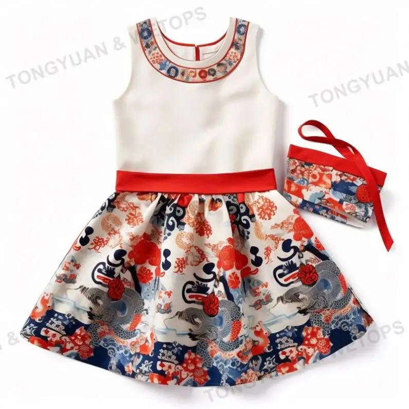 Girls Skirts 6 To 14 Years Summer Cotton Wearing Skirts With No Underwear Set Chinese Style Kids Girls' Dresses
