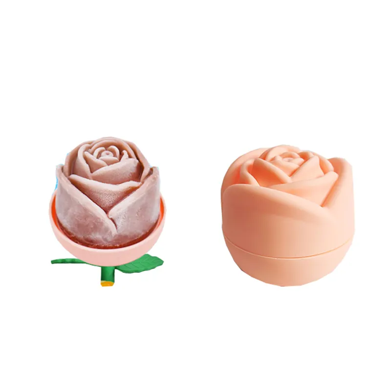 Personalizado BPA Free Silicone Sphere Ball Maker Único Rose Fruit Ice Cube Mold Novidade Reutilizável Handmade Ice Cream Tool