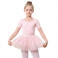 Conjunto de Leotardo de Ballet de Manga Corta de Algodón para Niñas STELLE, Leggings de Baile, Tutú Brillante, Ropa de Baile y Actuación, 4 Años