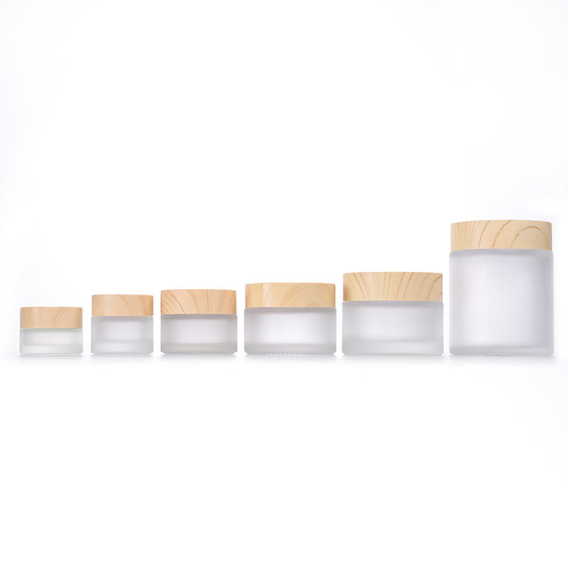 Matte/frosted jar with wood lid