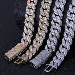 Pulsera de Cadena Cubana de Doble Hilera NUOYA de 13 mm, Chapada en Oro Blanco, Joyería Hip Hop, Cierre de Caja Curvo, Pulsera de Zirconia, Estilo Rapero - Product Image 4