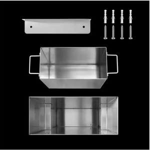 Stainless Steel Waste <b>Bin</b> Rectangular With Flip Lid Commercial Bathroom Indoor Minimalist Design - Product Image 2