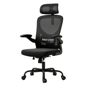 Silla de oficina ergonómica de respaldo alto con reposacabezas, reposabrazos ajustables, asiento de malla, silla giratoria negra para oficina en casa - Product Image 1
