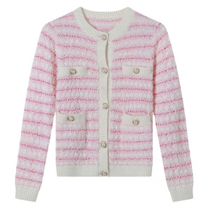 Custom Winter Long Sleeve Knitwear Coat Crew Neck Knitted <b>Jumper</b> Girl Cardigan Wool Sweater for Women - Product Image 1