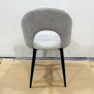 Moderne Beliebte Weiße Hochlehner Ergonomische Gepolsterte Esszimmerstühle mit Metallbeinen und Kunstfell-Samtstoff - Product Image 5