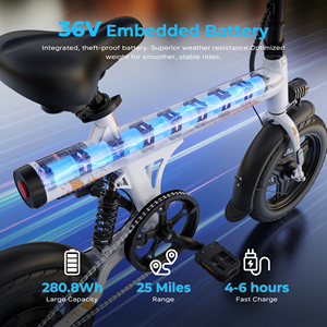 Vavrun 14 \ "mini gấp miễn phí vận chuyển e-xe đạp với 350W phía sau trung tâm động cơ 45km phạm vi cho công viên đô thị đi làm người lớn thanh thiếu niên sử dụng hàng ngày - Product Image 5