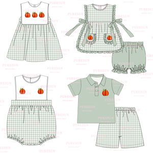 Fancy Baby Girls <span class=keywords><strong>zucca</strong></span> Smocked Dress per bambini bambino di Halloween nodo francese set di abbigliamento personalizzato all'ingrosso abiti autunnali per bambini - Product Image 1