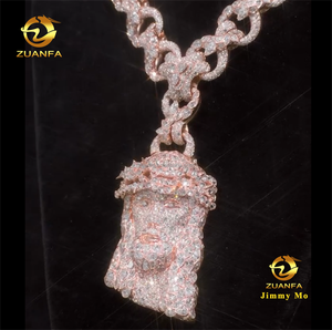 Pendentif Jésus en argent 925 avec moissanite VVS, serti de mosaïque de luxe sur mesure en or rose, certifié GRA, style Hip Hop Iced Out - Product Image 4