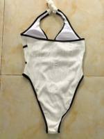 Maillot de bain une pièce texturé pour femme, col en V, coupe brésilienne, deux couleurs, tailles S-XL