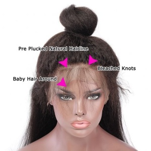 Pelucas de Cabello Humano Natural con Frente de Encaje, Estilo Kinky Straight, para Mujeres Negras, Sin Enredos, Venta al Por Mayor - Product Image 4