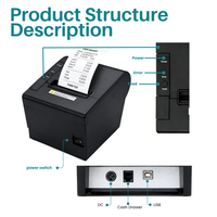 Printer Thermal 80mm dengan Pemotong Otomatis Antarmuka USB+BT Printer Cepat untuk Supermarket Printer Struk POS Harga Murah