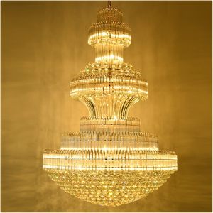 Lustres en cristal extra-larges modernes en or <span class=keywords><strong>pour</strong></span> <span class=keywords><strong>hall</strong></span> <span class=keywords><strong>d</strong></span>'<span class=keywords><strong>entrée</strong></span>, luminaires de plafond ronds de luxe - Product Image 3