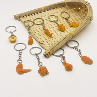 Porte-clés créatif et amusant en forme de nuggets de poulet 3D, pattes de poulet, ailes de poulet, porte-clés de sac, porte-clés unique et mignon en imitation PVC, porte-clés alimentaire