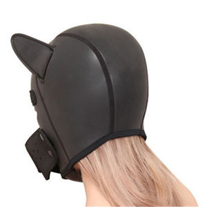 Capuche de Bondage en cuir PU noir, tête <span class=keywords><strong>d</strong></span>'oeil de couverture <span class=keywords><strong>d</strong></span>étachable pour le jeu adulte unisexe, masques sexuels BDSM - Product Image 2