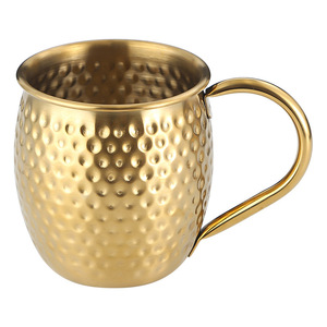 Hammered 304 Stainless Steel Drum Shaped Mug With Handle Gold Copper Color For Coffee Tea Party Drink - Product Image 5