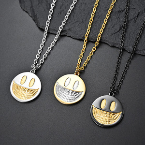 Collar de Moda con Diseño de Calavera Sonriente Estilo Pop Oscuro, Collar de Metal Estilo Hip Hop para Hombre y Mujer - Product Image 5