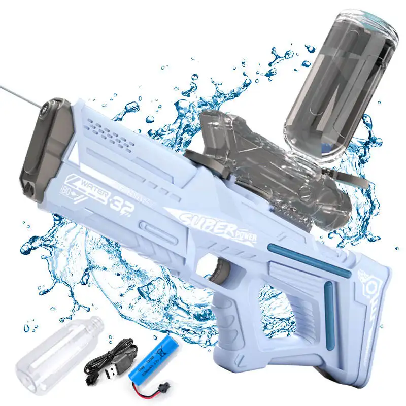 Pistolet à eau électrique grande capacité alimenté par batterie automatique électronique grand pistolet à eau pour adultes enfants été jouets de plein air