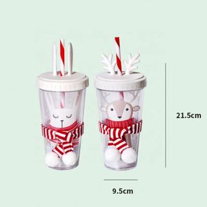 Gobelet réutilisable personnalisé avec couvercle, motif lapin/élan - Tasse de voyage pour enfants et adultes, cadeau de Noël idéal - Product Image 4