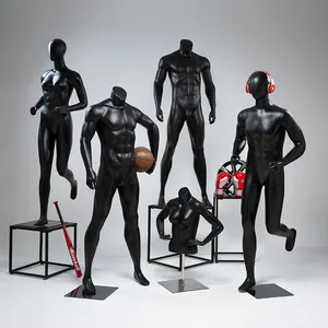 Sport Display Basketbal Sportieve Zwarte Mannequin Man Full Body Glasvezel Sport Mannequin