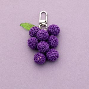 Handmade Knitted Crochet Grape Keychain Toys Knit Fruit Charm Grape Keychain Plush <b>Bag</b> Charm Accessory - Product Image 6