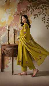Indian Ethnic Clothing New Design <b>Womens</b> Chanderi Silk <b>Kurta</b> Pant with Dupatta Set <b>Womens</b> Traditional Wear - Product Image 6