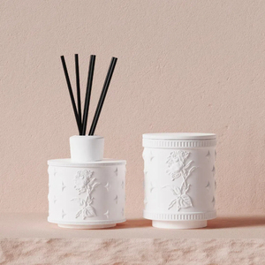 C & H Decoración de lujo para el hogar Cerámica blanca para difusor de caña Juego de velas <span class=keywords><strong>Perfume</strong></span> Fragancia de aromaterapia Aceite esencial de larga duración - Product Image 1