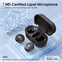 Microphone Lavalier sans Fil BOYA Mini 2.4G Omnidirectionnel en Plastique pour iPhone, Android, Téléphones Type-C, Diffusion en Direct et Audio