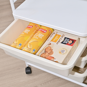 Wireking <span class=keywords><strong>3</strong></span> Tier nhựa ngăn kéo đơn vị lưu trữ Xe đẩy kim loại bên bảng cán ngăn kéo giỏ hàng cho văn phòng phòng tắm nhà bếp - Product Image 3