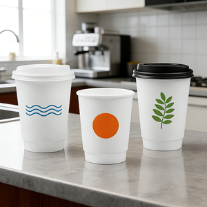 Venta de Fábrica: Vasos de Papel Ecológicos Desechables con Logotipo Personalizado de 10oz, 12oz y 16oz, de Doble Pared para Bebidas Calientes y Frías, para Refrescos, Café, Leche y Té - Product Image 1