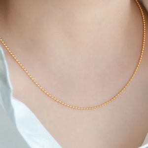 Xinfly Brand Jewelry Luxury Wholesale Latest Design Custom Trendy 1.8mm 18K Real <b>Solid</b> Yellow Gold Woman Bead Chain <b>Necklace</b> - Product Image 5