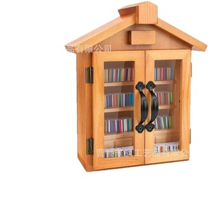 Mini estantería de madera con forma de casa para aliviar la ansiedad, decoración de escritorio de madera maciza, biblioteca novedosa para el alivio del estrés - Product Image 1