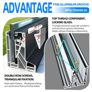 Rail en verre aluminium à profil en U, <span class=keywords><strong>fixation</strong></span> triangulaire à double rangée <span class=keywords><strong>de</strong></span> vis - Product Image 2