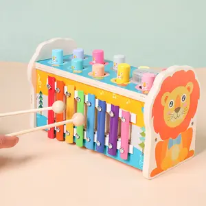 新款3合1多功能木制狮子打鼹鼠游戏玩具热卖儿童音乐打击教育乐器