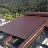 Pare-soleil rétractable automatique moderne en alliage d'aluminium pour l'extérieur, avec volet roulant, auvent électrique pour salle de soleil isolée et horizontale