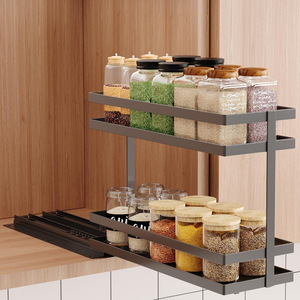 China Corner Salt Pepper Wood Pull Out <b>Spice</b> Rack Organizer Heavy Duty Slide Out Seasoning Kitchen Cabinet Organizer With <b>Labels</b> - Product Image 1