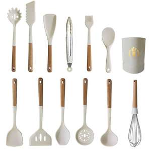 Juego de Utensilios de Cocina de Silicona de Grado Alimenticio de Alta Calidad, Duradero y Sostenible, con Mangos de Madera para Uso Doméstico - Product Image 2