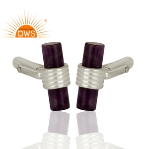 Améthyste naturelle Gemstone Designer 925 Sterling Bouton de manchette en argent fin Bijoux Fournisseurs en gros Collection Vintage - Product Image 2