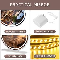 Nouveau style de miroir de maquillage LED rond 360° °   Miroir de maquillage rotatif pour table de toilette, miroir de beauté pour bureau