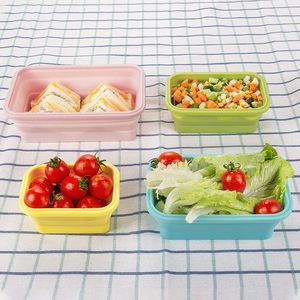 Customized Logo Kitchen Gadget BPA Free Silicone Lunch <b>Box</b> Bento <b>Box</b> <b>Collapsible</b> Folding Food <b>Storage</b> Container With Lids - Product Image 5