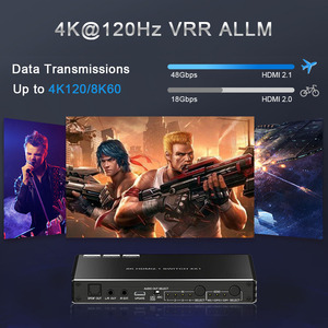 4K 120Hz <span class=keywords><strong>HDMI</strong></span> 2.1 Switch 4X1เครื่องแยกสัญญาณเสียง vrr allm HDCP2.3 <span class=keywords><strong>Arc</strong></span> HDR10 CEC ออปติคอล SPDIF และ3.5mm AUX Audio OUT - Product Image 2