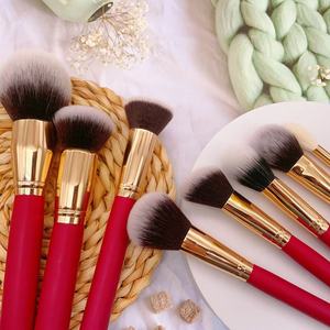 Ensemble de 8 pinceaux de maquillage pour le visage en poils synthétiques, manche en bois, pinceau correcteur, pinceau éventail, crayon à sourcils, logo personnalisé, kit de beauté - Product Image 3