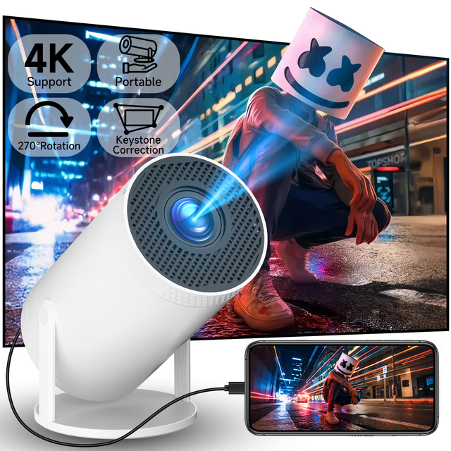 Mini Portable Projector 4K Support 1080P Full Hd HY300 Pro Smart Android WIFI Video Game Projectors Home Cinema Mobile Phone