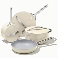 Poêle à frire en aluminium avec revêtement céramique de haute qualité et couvercle en aluminium, ensemble d'ustensiles de cuisine